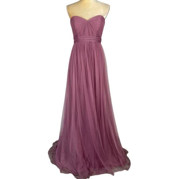 Jenny Yoo Annabelle Convertible Chiffon Maxi Dress Pink Purple Prom Bridesmaid - Picture 1 of 16